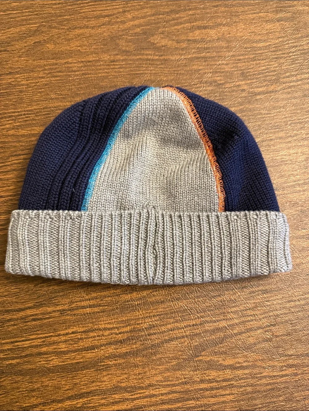 D&G Grey, Navy & Teal Accent Kids Knit Beanie